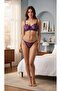Purple Color Women's Embroidered Thong Bra Set