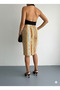 Women's Elastic Waist Front Slit Pencil Lycra Fabric Midi Length Skirt - 5