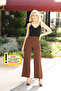 1002 Brown Palazzo High Waist Lycra Woven Women's Trousers - 3