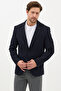 Alfonso Men's Dark Navy Blue Cotton Stretch Fabric Slim Fit Knitted Stretchable Mono Collar Sports Blazer Jacket