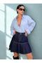 Women's High-Waist Denim Pleated Mini Skirt