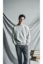 Men's Crew Neck Textured Regular Fit Basic Sweatshirt Gray Melange