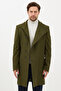 Pagano Men's Khaki Shawl Collar Slim Fit Cashmere Coat - 5