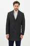 Vivaldo Men's Khaki-Navy Blue Self-Patterned Jacket Collar Slim Fit Cashmere Coat - 4