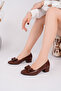 Genuine Leather Brown Women's Heeled Leather Shoes Shn-1085 - 3