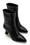 Women's Black Thin Heeled Pointed Toe Boots - 2