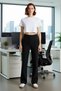 Women Fashion High Waist Straight Pants Woven Fabric Casual Daily Use - 3