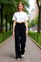 Women's Fashion Wide Leg High Waist Belted Pants Knitted Fabric Casual and Business Styles Modern Design - 3