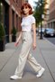 Women's Fashion Wide Leg Striped Pants High Waist Wide Leg Crepe Woven Summer