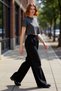 Women's Fashion Wide Leg Pants Woven Fabric Regular Waist Regular Size Daily Use