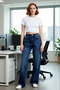 Women's Fashion High Waist Wide Leg Long Jean Pants Cotton Casual Combinations Seasonal Use - 3