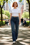 Women's Fashion High Waist Wide Leg Jean Pants Cotton Daily and Stylish Combinations Seasonal Use - 3