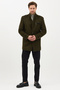 Ettore Men's Khaki Self-Patterned Thick Sports Cashmere Coat with Mock Neck Pocket Details - 6
