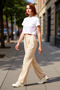 Women's Fashion Wide Leg Pleated Woven Pants High Waist Casual Daily Summer Use