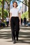 Women's Fashion Wide Leg Pleated Woven Pants High Waist Casual Daily Summer Use - 3