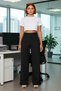 Women's Fashion High Waist Striped Straight Fit Pants Interlock Knitted Winter Summer - 4