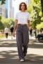 Women's Fashion Wide Leg Woven Pants High Waist Regular Length Casual Daily Summer Use - 3