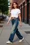 Women's Fashion High Waist Long Length Denim Jean Wide Leg Baggy Cotton Casual Style Quality Material