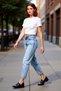 Women's Fashion High Waist Mom Jean Narrow Leg Straight Pattern Casual Combinations Weekend Durable Material