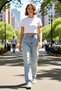 Women Fashion High Waist Straight Jean Tube Leg Casual Style Cotton Weekend Seasonal Use - 3