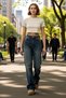 Women's Fashion High Waist Wide Leg Jean Pants Cotton Casual Combinations Seasonal Use - 3
