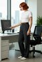 Women's Fashion High Waist Straight Straight Cut Woven Pants Winter Seasons Casual Summer - 4