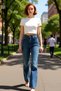 Women's Fashion High Waist Spanish Leg Jean Straight Pattern Daily Combinations Weekend Quality Material - 3