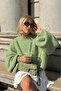 Green Balloon Sleeve Oversized Women's Knitwear Sweater Sh330 - 3