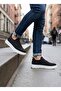 Laceless Rubber Detailed Knitwear Men's Hi Sneaker Black (White Sole) - 2