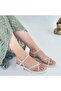Beige Belted Flip Flops Women's Flat Sandals - 4