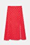 Polka Dot Slit Detailed Viscose Fabric Midi Woven Skirt