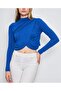Flounce Women's Blouse – Long Sleeves, Shoulder and Hem Detailing-Sax - 7
