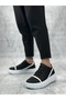Lace-Up Men's Casual Shoes Black (White Sole) - 6
