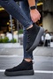 Lace-Up Men's Sports Boots Black Suede (Black Sole) - 6