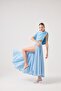 Chiffon Skirted Cape Blouse Bustier 3-Piece Alanna Set Blue