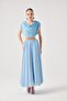 Chiffon Skirted Cape Blouse Bustier 3-Piece Alanna Set Blue - 4