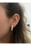 Two Colors and Zircon Stone Detail Hoop Earrings