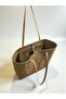 Basic Double-Sided Split Suede Oversized Shoulder Bag - Camel - 3