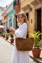 Basic Double-Sided Split Suede Oversized Shoulder Bag - Camel - 8