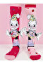 Pink Rabbit Figured Knee High Socks with Ears - 2