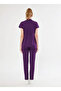 Nova Purple Straight-Leg Women's Stretch Fabric Mandarin Collar Half Placket Snap-Button Stretchy Nurse and Doctor Uniform Scrubs - 3
