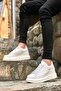 White Leather Lace-up High-Sole Men's Sneaker