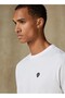 Edge Penye Pamuklu Comfort Fit Beyaz Bisiklet Yaka Erkek Düz T-Shirt - 6