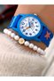 10 Atm, 2 Years Warranty, Blue Silicone Cord Girl's Wristwatch Suitable for Pool and Sea Use
