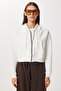 Hooded Zippered Ribbed Knitted Sweatshirt Lpx0004 Ekru - 3