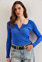 Cobalt Blue Washed Camisole Women's Blouse - Blz- 19000588 - 3