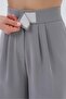 High Waist Velcro Closure Double Pleated Woven Palazzo Pants - 3