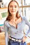 Women's Striped Indigo Patchwork Camisole Blouse BLZ-19000588 - 3