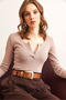 Women's Milk Coffee Patchwork Camisole Blouse BLZ-19000588 - 4