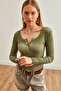 Women's Washable Khaki Patchwork Camisole Blouse Blz-19000588 - 2
